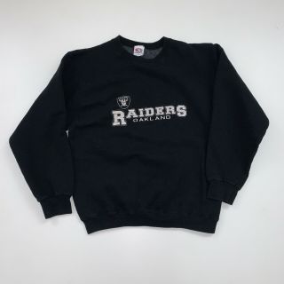 Vintage Oakland Raiders Crewneck Sweatshirt Size Adult Medium Black 90s Nfl