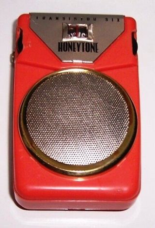 Vintage 1963 Honeytone Six Transistor Radio,  Japan Rare Case,  Parts