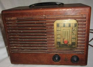 Orig.  Vintage 1940s Emerson Model 425 4z5 Am Tube Radio Wood Cabinet Art Deco &