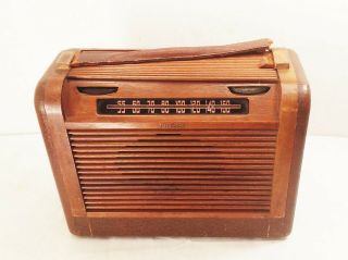 Vtg Antique Philco 46 - 350 Am Tube Radio Wood Case Table Top Deco