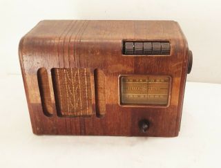 Vtg Antique Ge General Electric Gd - 610 Am Tube Radio Wood Case Table Top Deco