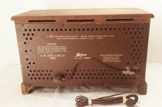 Vtg Zenith K731 am fm long range tube radio wood case table top mid century 2