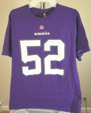 Baltimore Ravens Nfl Classic Purple Ray Lewis 52 Large T - Shirt