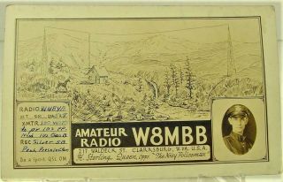1935 Real Photo Postcard Qsl W8mbb,  Policeman Radio Operator Clarksburg,  W.  Va