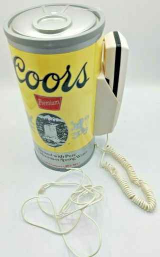 Coors Beer Can Push Button Phone Attached Vintage (m1)