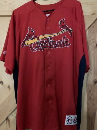 St.  Louis Cardinals Jersey Majestic Mlb Mens Size Xl Embroidered Ref
