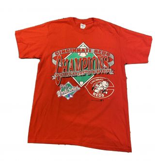 Cincinnati Reds World Series Champions T Shirt Vintage 1990 Large Champions