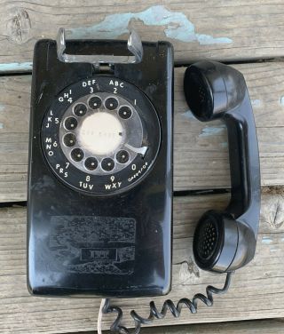 Vintage Retro Itt Black Wall Mount Rotary Dial Telephone