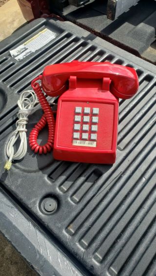 Vtg Itt Model 2500 Red Desk Telephone Push Button Touchtone -