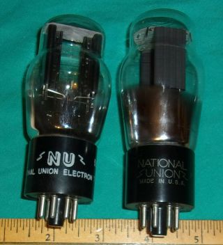 (2) 5y4g Full - Wave Rectifiers National Union (1) Blk Fluted Plates (1) Smooth