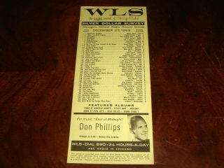 Rare December 27,  1963 Wls 890 Silver Dollar Survey Chicago Radio Record Chart