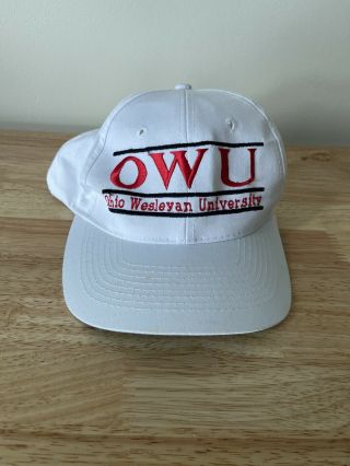 Ohio Wesleyan University Owu College Logo Adjustable Hat Adult White The Game