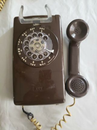 Vintage Brown Itt,  Rotary Dial Wall Phone - Telephone