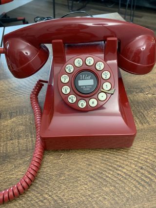 Crosley Phone Model 302 Vintage Rotary Look Style Classic Desk Phone Red