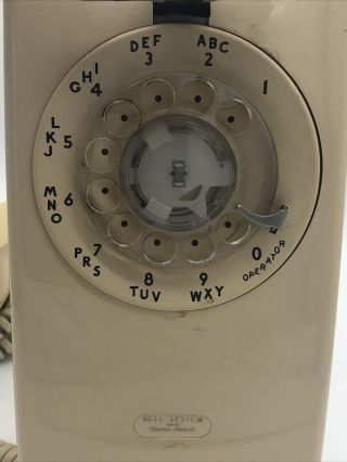 VINTAGE Beige Rotary Wall Phone Bell Systems 554 BMP Western Electric 3