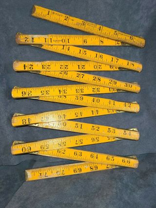 Vintage Master Rule Folding Ruler,  6 Ft L X 5/8 In W,  Vivid Yellow Orange Usa
