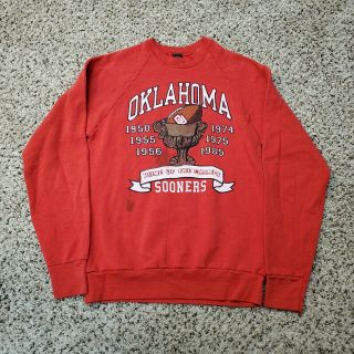 Vintage 80s Oklahoma Sooners College Champs Made In Usa Sweatshirt Size Small
