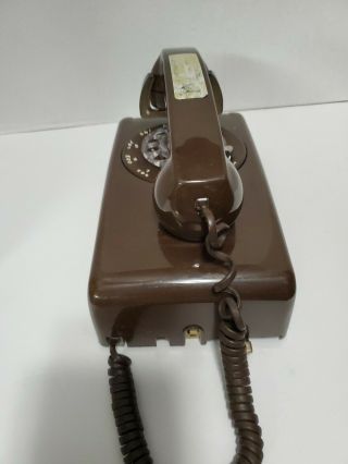 Vtg 1984 Brown Rotary Dial Wall Phone - Telephone