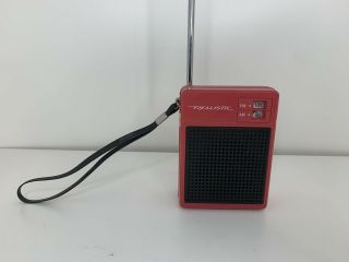 Vintage Red Radio Shack Realistic Portable Pocket Transistor Radio Am/fm