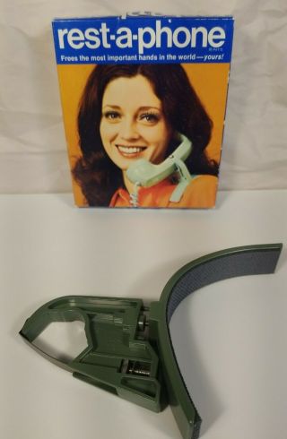 Vintage Olive Green Rest - A - Phone Rotary Phone Shoulder Rest Nos