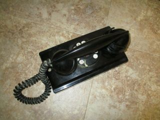 Vintage Bell System Western Electric Black Dial Wall Telephone