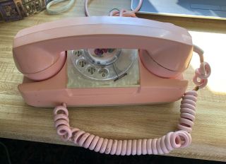 Vintage Pink Starlite Automatic Electric Rotary Desk Telephone Phone,