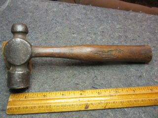 Vintage Ball Peen Hammer/no Mfg.  Name/8 5/8 " Old Wood Handled Ball Peen Hammer