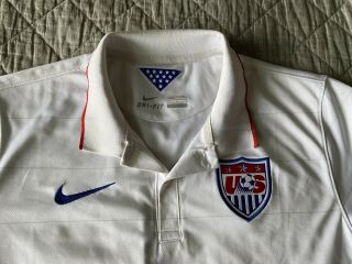 Nike Dri Fit Mens Us Team Soccer 2014 World Cup Home White Jersey Polo Shirt L