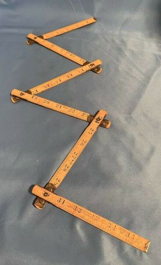 Vintage Stanley Zig - Zag Ruler No.  403 Wood And Metal Extension Rule 36 Inch