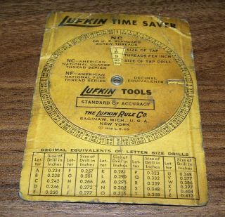 1935 Lufkin Time Saver - Standard Of Accuracy For Drills And Taps