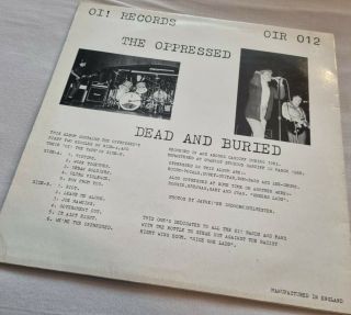 The Oppressed ‎– Dead & Buried,  Oi Records ‎OIR 012,  Rare Vinyl LP,  Remastered 2