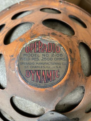 Vintage Operadio Dynamic 12 " Field Coil Speaker - When Removed 2500 Ohms