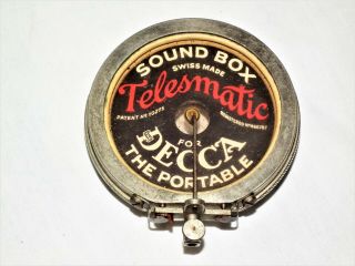 Rare Vintage Swiss Decca Phonograph 78 Rpm Record Gramophone Reproducer Soundbox