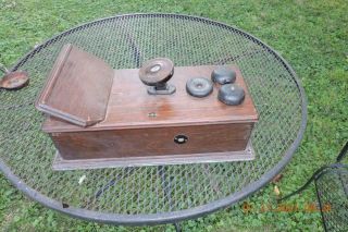 Antique Oak Wall Crank Telephone Box Little Tatteler