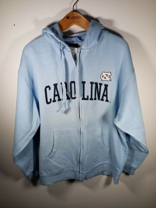Vtg North Carolina Unc Tar Heels Blue Basketball Hoodie Sweatshirt Full Zip Sz.  L
