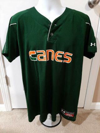 Mens University Of Miami Hurricanes Baseball Jersey Size Large Under Armour