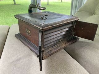 Antique Oak Victor Victrola Vi Wind Up Table Top Phonograph Case.  C 1910 Parts