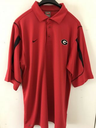 Men’s Nike Team Dri Fit Uga Georgia Bulldogs Golf Polo Shirt L Red Black Golf