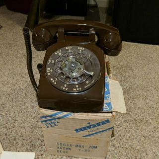 Vintage 1989 Itt Brown Rotary Dial Phone Telephone Nos