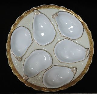Antique Oyster Plate By Minton For Gilman Collamore & Co Fifth Ave Ny Gold Gilt