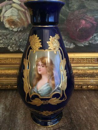 Antique Royal Bonn Vase Signed Hand Painted Art Nouveau 1890 