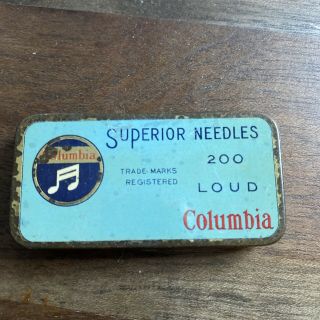 Vintage Gramophone Needle Tin Columbia Superior Needles Loud Nadeldose Cl3