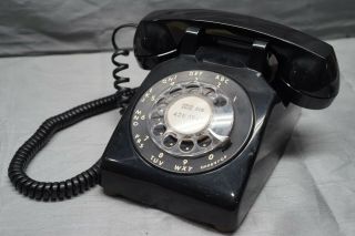 Vintage Itt Black Rotary Phone Desk Telephone Mid Century Modern