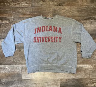 Vintage Russell Indiana University Hoosiers Iu Crewneck Sweatshirt Size Xl Gray