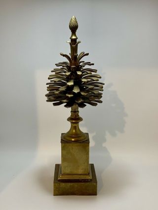 Vintage Brass Pinecone Mottahedeh Statue 18 1/2 " Heavy Finial Pineapple India