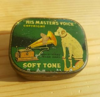 His Masters Voice/hmv Soft Tone Vintage Gramophone Needles Tin - Many Contents