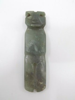 Pre - Columbian Jade Axe God Pendant,  Translucent,  Authentic