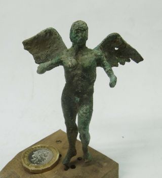 Ancient Artifact Greece Bronze Massive Mythology Statuette With Icarus