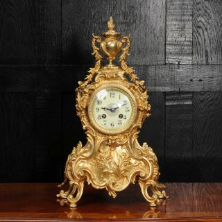 Antique French Gilt Bronze Rococo Clock By A D Mougin