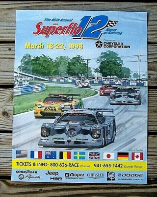 1998 Superflo 12 Hours Of Sebring Race Poster